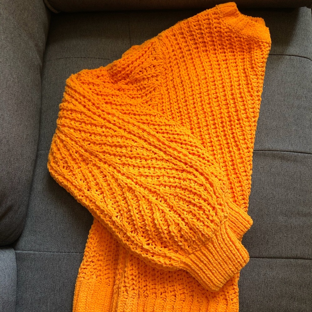 Bright orange chenille knit sweater